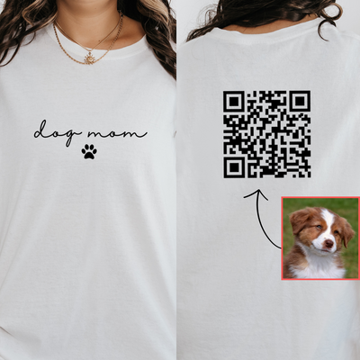 Personalized Dog Mom Shirt, Custom Pet Photo QR Code Shirt, Gift for Dog Mom, Cat Mom Shirts, Gift for Dog Lovers, Cat Lovers Shirts