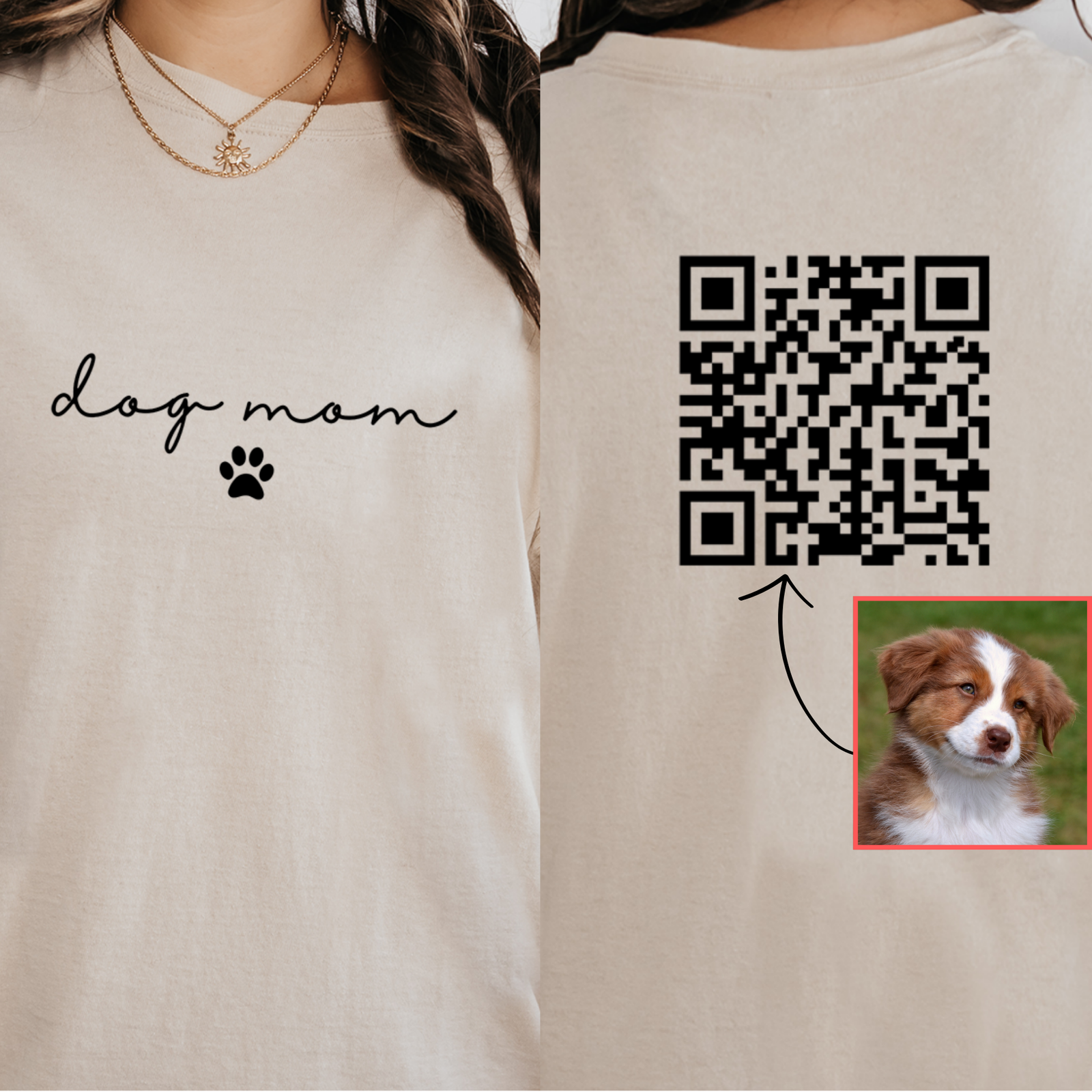 Personalized Dog Mom Shirt, Custom Pet Photo QR Code Shirt, Gift for Dog Mom, Cat Mom Shirts, Gift for Dog Lovers, Cat Lovers Shirts