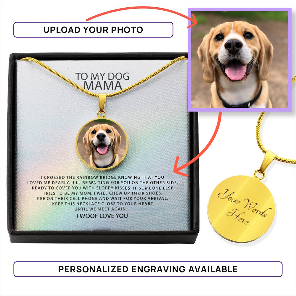 Personalized To My Dog Mama Necklace, Custom Dog Photo Necklace, Dog Memorial Remembrance Gift for Dog Mom, Christmas Gift for Dog Lovers