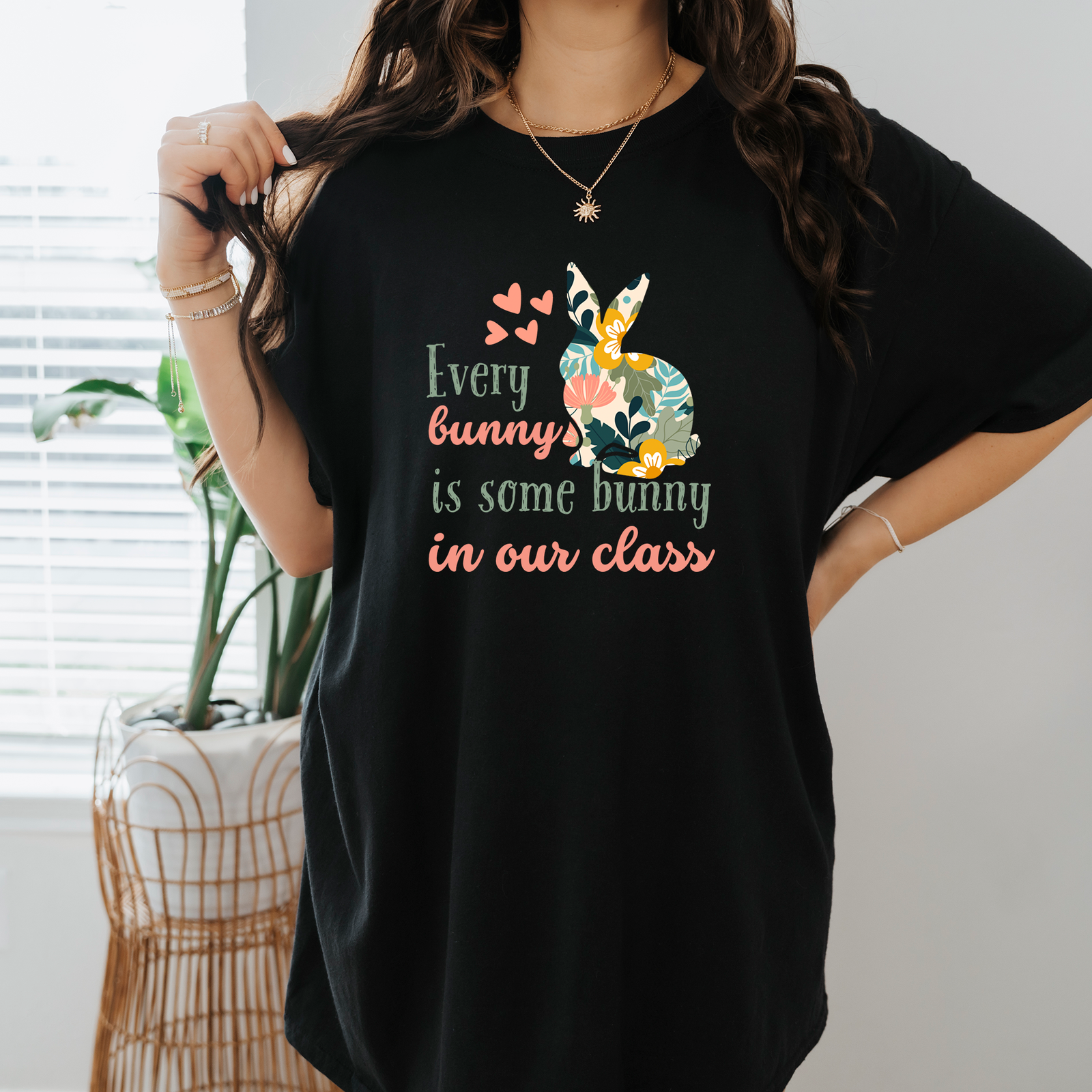 Teachers Easter Shirt, Floral Bunny Easter Gift For Teacher, Teachers Easter Day Outfit, Teacher Bunny Shirt Gift