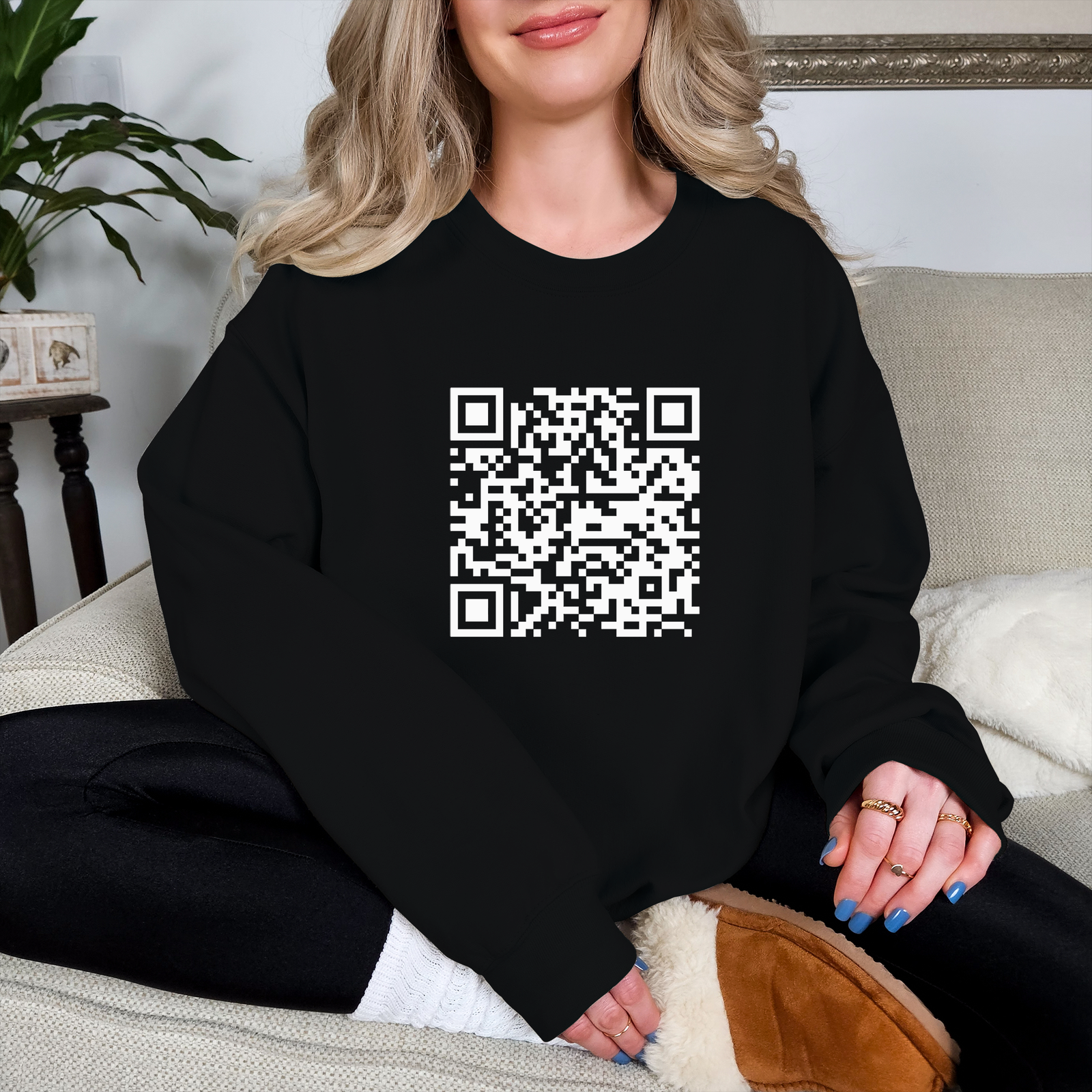 Fuck You QR Code Sweatshirt, Funny Saying Shirts, Sarcastic Gift for Friends, Gift for Coworker, Adult Humor Sweater