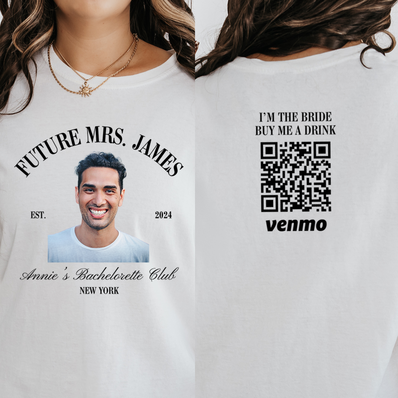 Personalized Bachelorette Party Face Shirt, Im The Bride Buy Me A Drink Venmo Code Shirt, Funny Bride Shirt, Custom Photo Grooms Face Shirt