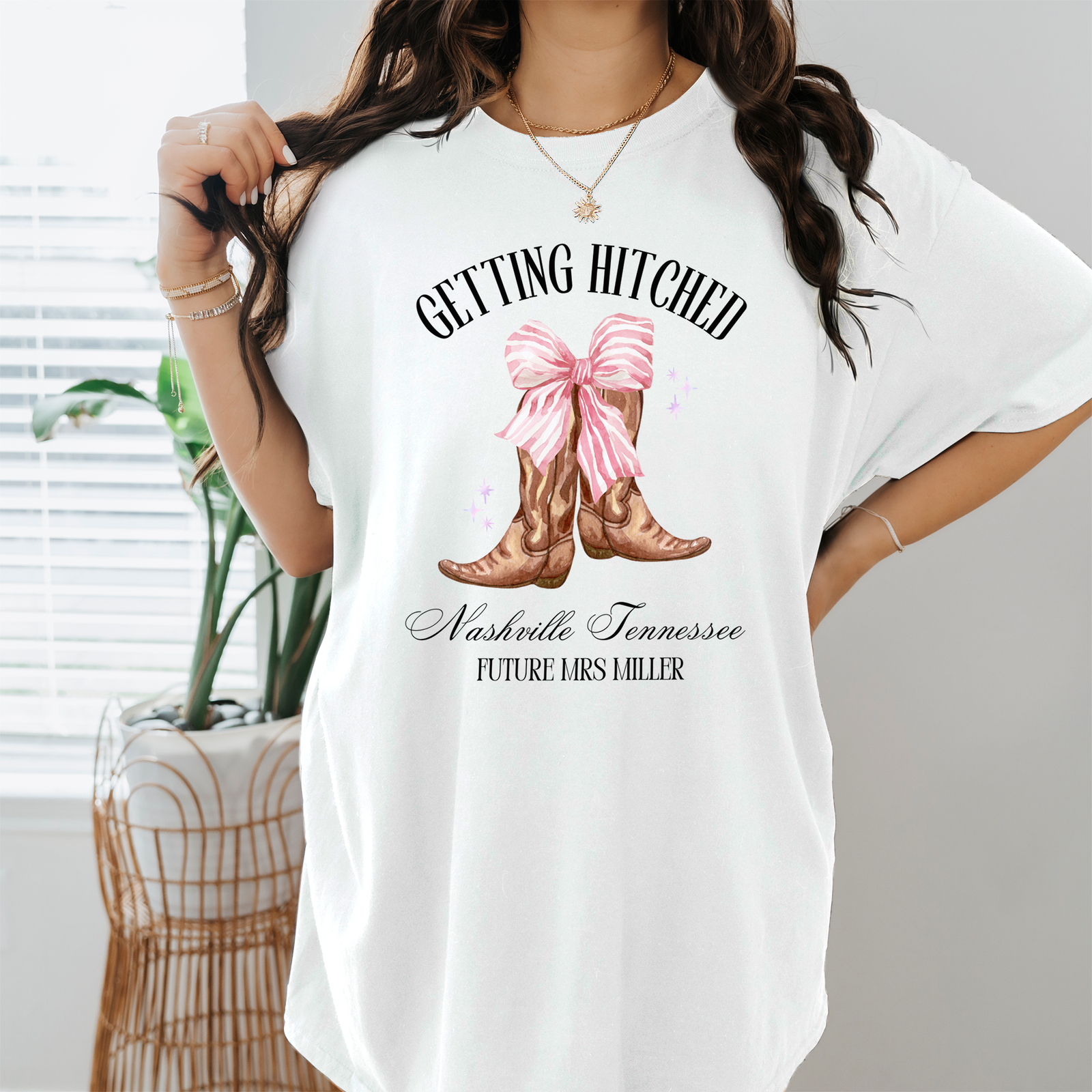 Personalized Bride Shirt, Getting Hitched, Bachelorette Shirt, Custom Engagement Gift for Future Bride, Future Mrs Shirt