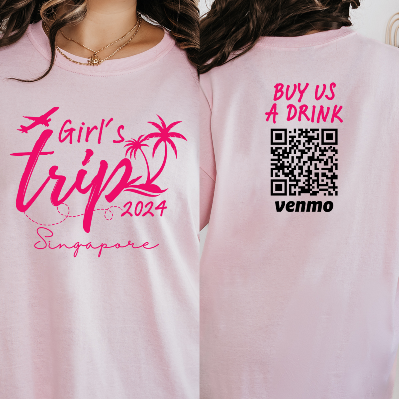 Personalized Destination Girls Trip 2024 Shirt, Girls Weekend Travel Shirt, Women Cruise Shirt, Buy Us A Drink Shirt, Bestie Summer Trip Tee