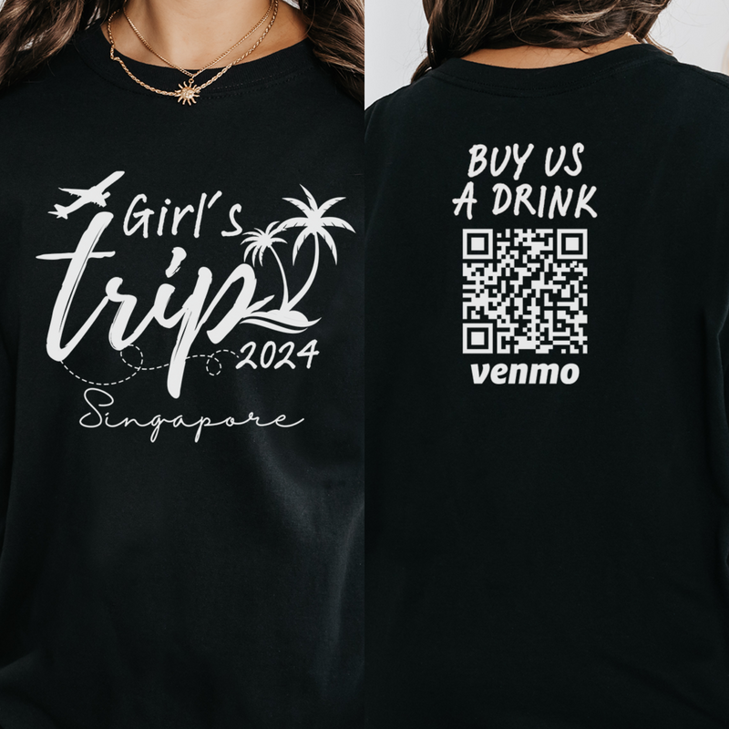 Personalized Destination Girls Trip 2024 Shirt, Girls Weekend Travel Shirt, Women Cruise Shirt, Buy Us A Drink Shirt, Bestie Summer Trip Tee