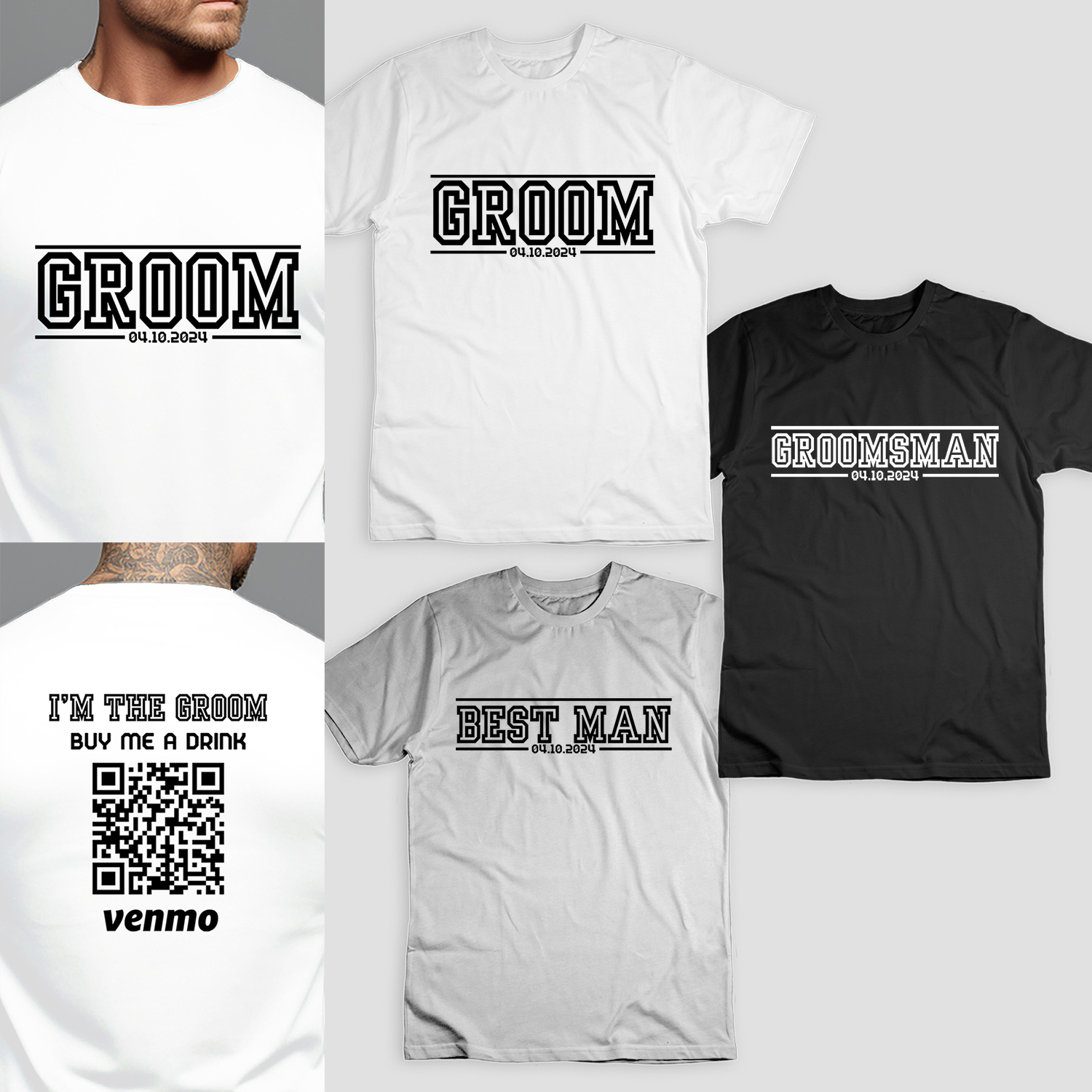 Personalized Bachelor Party Groom Squad Shirts, Custom Venmo QR Code Buy The Groom A Drink, Wedding Gift, Best Man Groomsmen Shirts