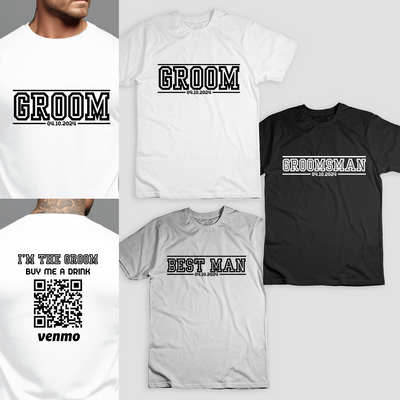 Personalized Bachelor Party Groom Squad Shirts, Custom Venmo QR Code Buy The Groom A Drink, Wedding Gift, Best Man Groomsmen Shirts
