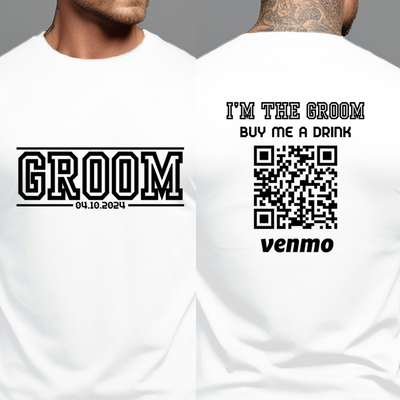 Personalized Bachelor Party Groom Squad Shirts, Custom Venmo QR Code Buy The Groom A Drink, Wedding Gift, Best Man Groomsmen Shirts