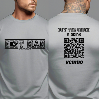 Personalized Bachelor Party Groom Squad Shirts, Custom Venmo QR Code Buy The Groom A Drink, Wedding Gift, Best Man Groomsmen Shirts