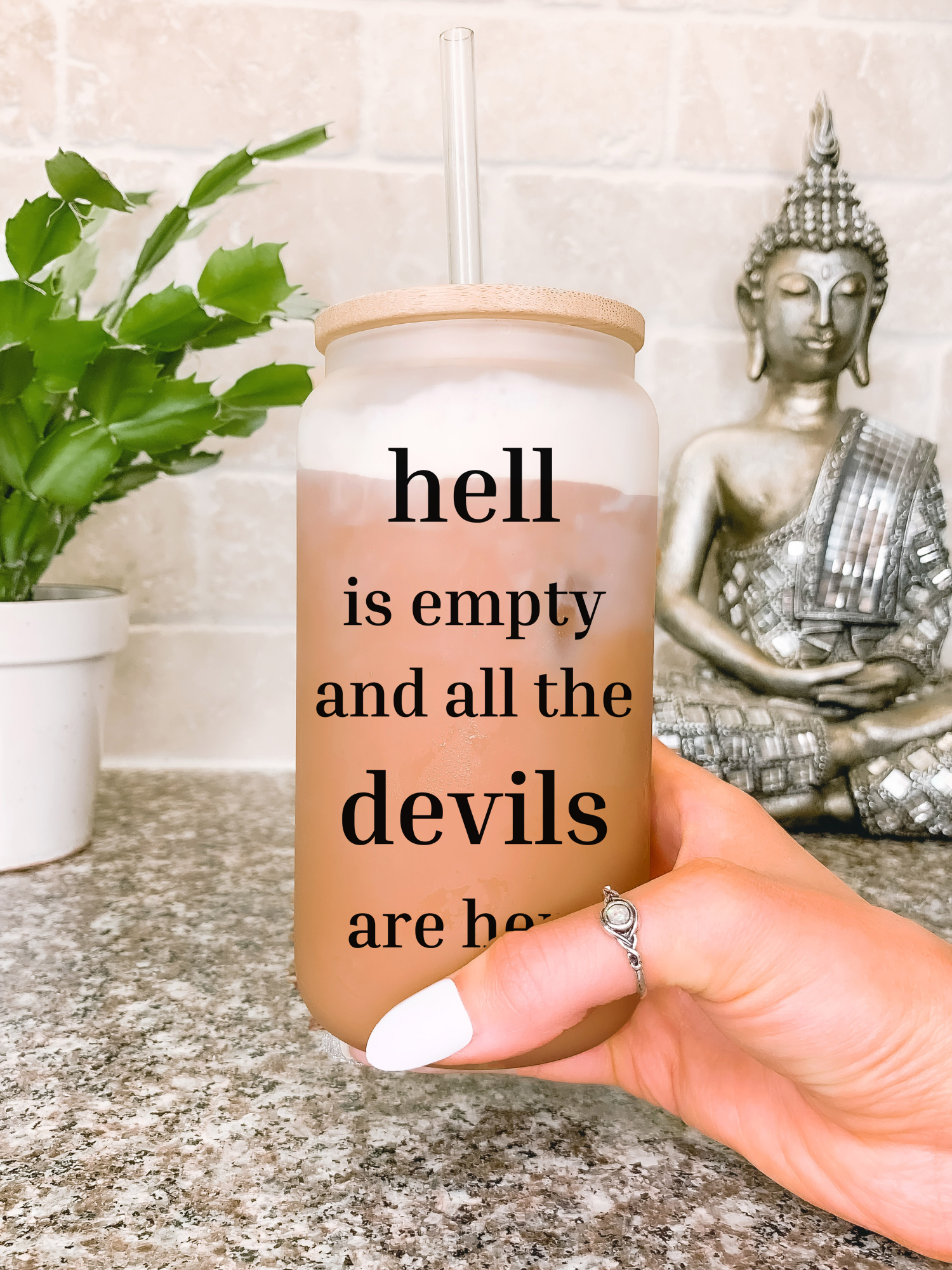 Hell Is Empty And All The Devils Are Here Glass Mug Tumbler, Book Lover Gift, Shakespeare Quote Mug, Aaron Warner, Shatter Me, Booktok Gift