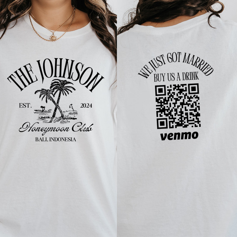 Personalized Honeymoon Shirt, Just Married Buy Us A Drink Custom Venmo Code Shirts, His and Hers Shirts, Mr and Mrs Vacation Shirts