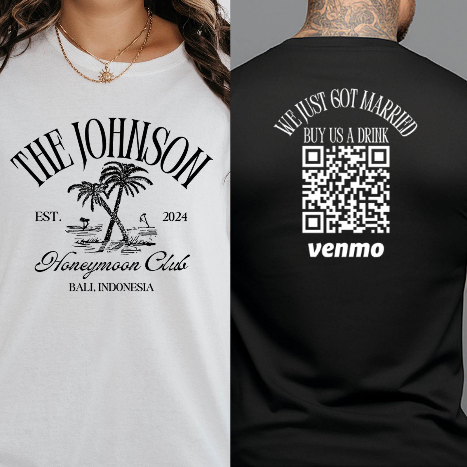 Personalized Honeymoon Shirt, Just Married Buy Us A Drink Custom Venmo Code Shirts, His and Hers Shirts, Mr and Mrs Vacation Shirts