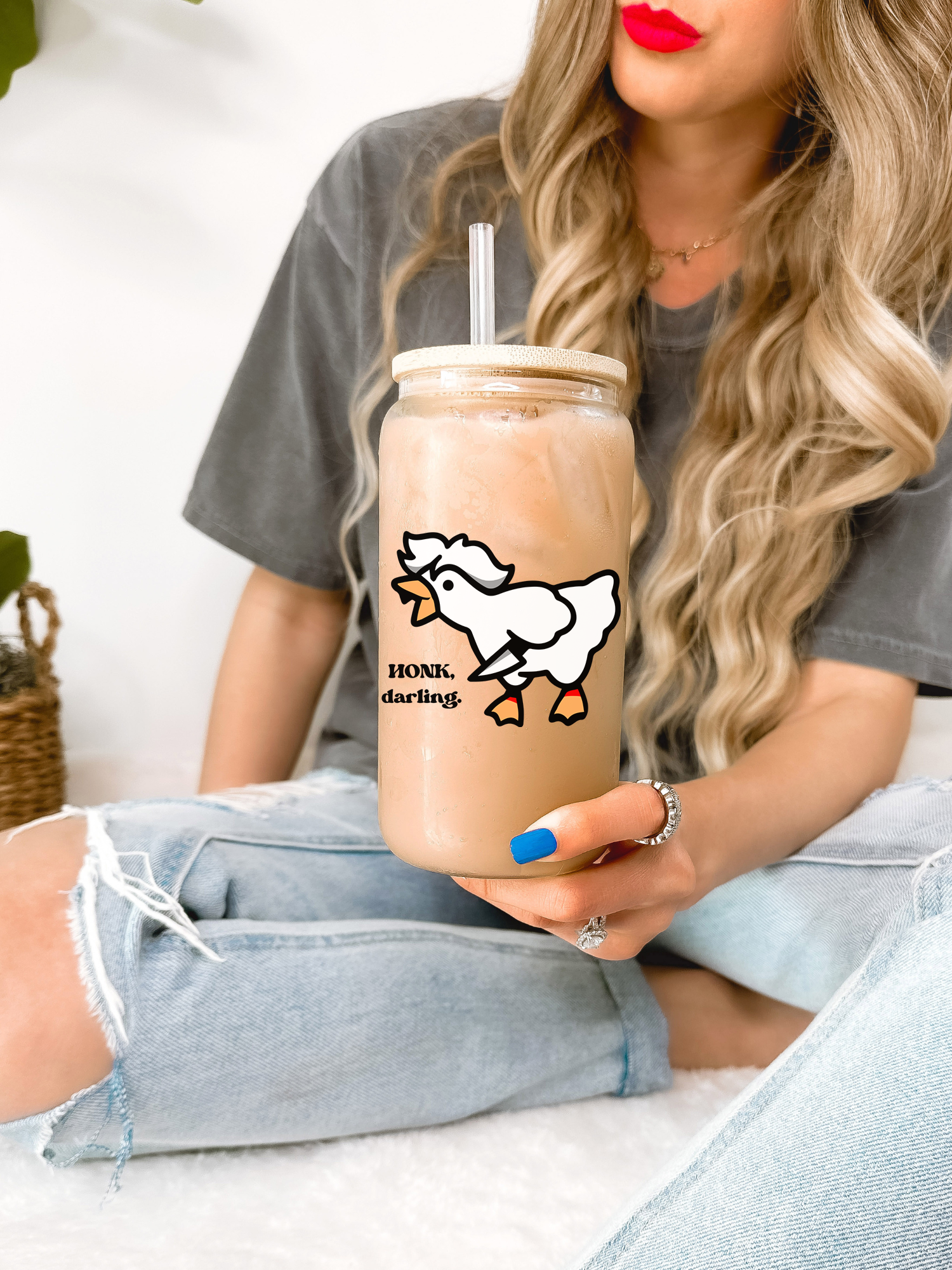 Goose Astarion Mug, Goostarion Honk Darling Glass Mug Tumbler, Gamer Gifts for Her, Dungeon And Dragon, Baldurs Gate 3 Inspired Gamer Mug