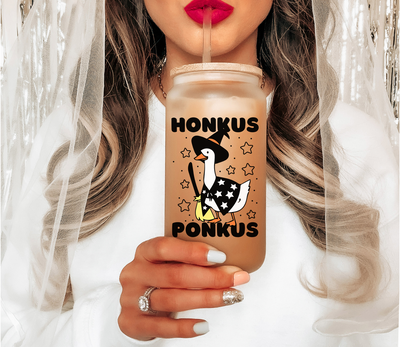 Goose Lover Gift, Silly Goose Glass Mug Tumbler, Honkus Ponkus, Cute Halloween Mugs, Goose Mug, Spooky Mugs, Fall Season Witchy Coffee Mug
