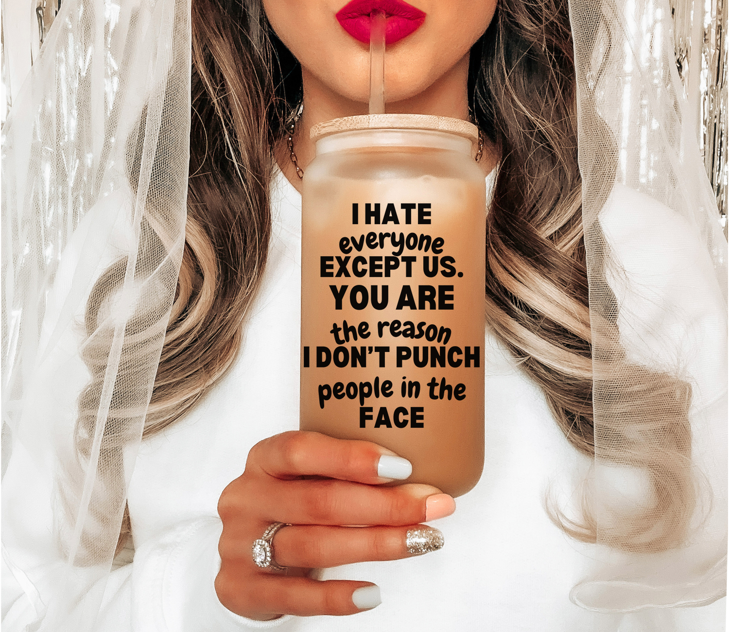 I Hate Everyone Except Us Gifts For Her Glass Mug Tumbler  Best Friend Birthday Best Friend Forever Besties Gift