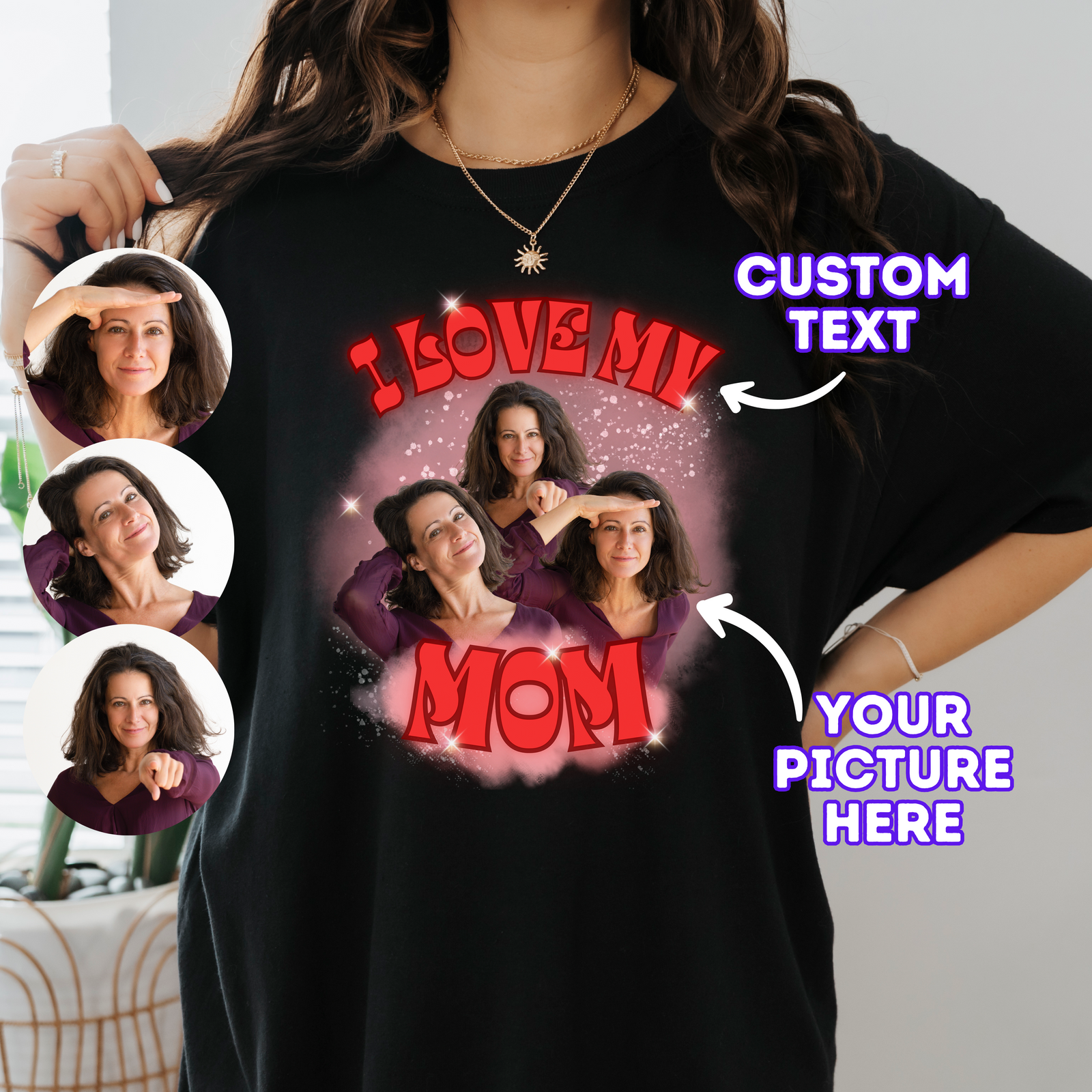 Personalized I Love My Mom Photo Shirt, Custom Photo Shirt for Mom, Mothers Day Gift for Her, Birthday Gift for Mother