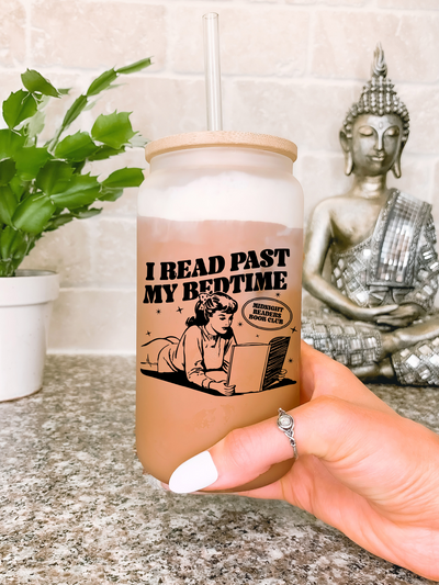 Book Lover Glass Mug, I Read Past My Bedtime Tumbler, Midnight Book Club Gift For Her, Retro Reader Smut Slut Bookish Gift, Romance Reader