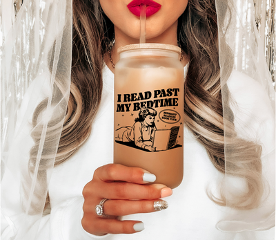 Book Lover Glass Mug, I Read Past My Bedtime Tumbler, Midnight Book Club Gift For Her, Retro Reader Smut Slut Bookish Gift, Romance Reader