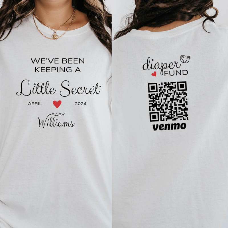 Custom Baby Reveal Venmo Shirts, Personalized Pregnancy Announcement Gift, Little Secret Diaper Fund Shirt, New Dad New Mom Baby Shower Gift