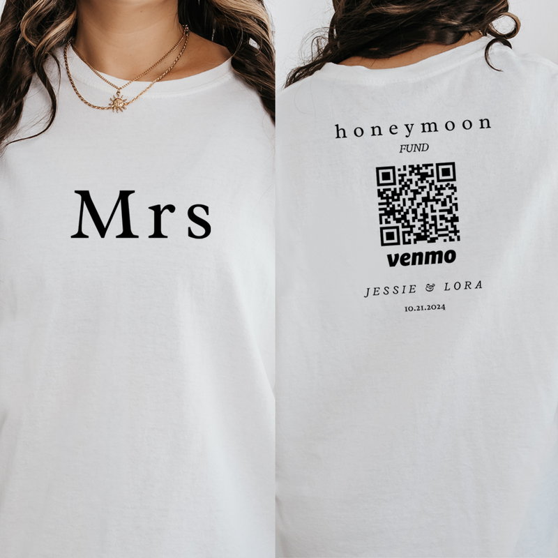 Personalized Mr and Mrs Shirt, Custom Honeymoon Fund Venmo Shirt, Honeymoon Shirts, Wedding Gift for Couples, Newlywed Gift, Matching Shirts