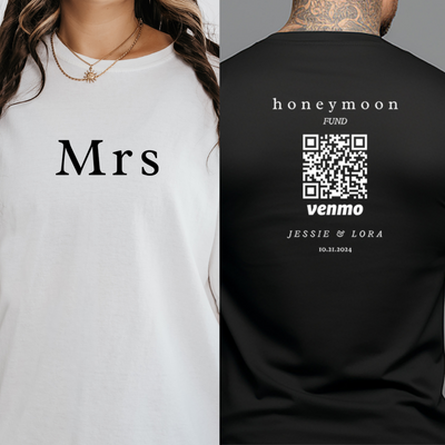 Personalized Mr and Mrs Shirt, Custom Honeymoon Fund Venmo Shirt, Honeymoon Shirts, Wedding Gift for Couples, Newlywed Gift, Matching Shirts