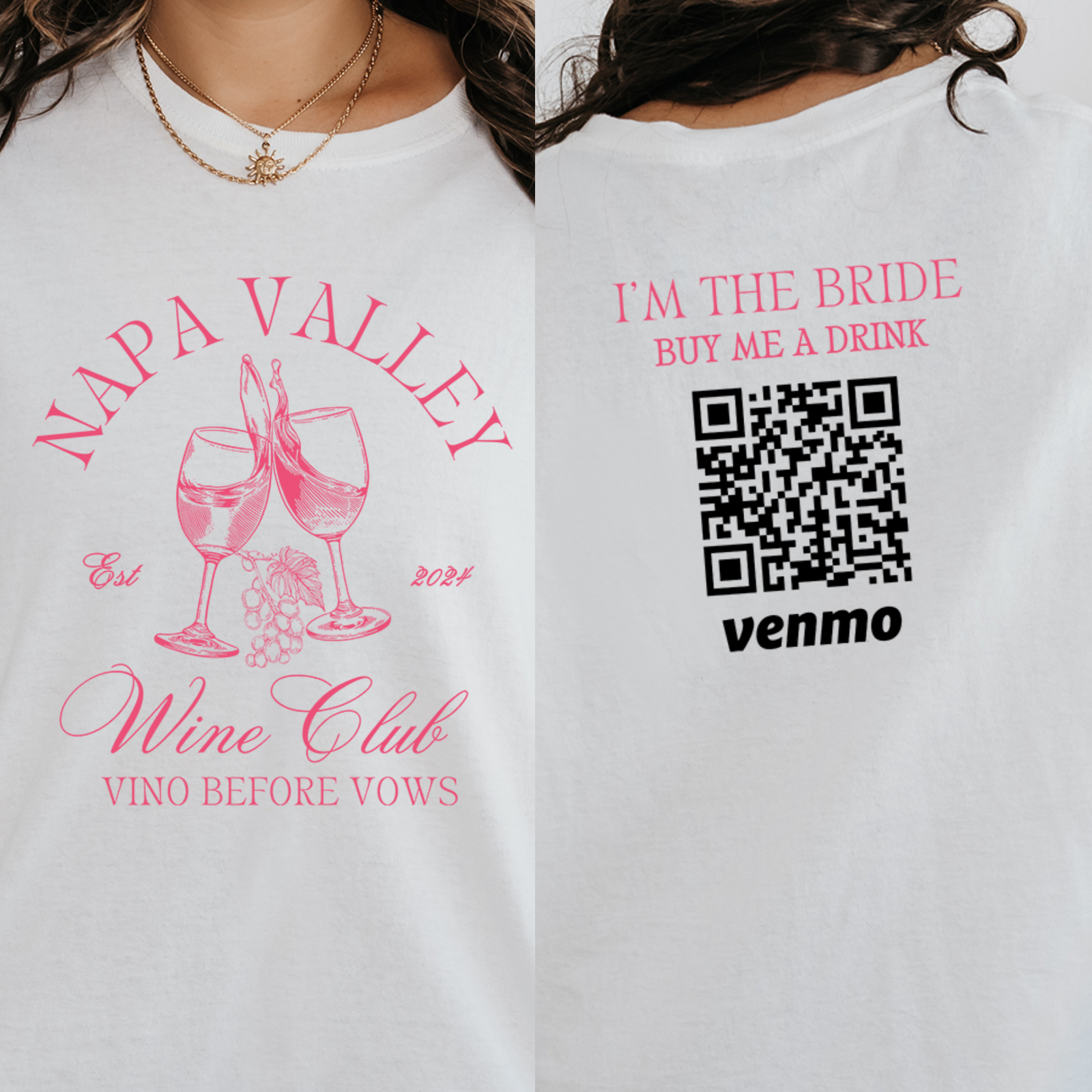 Personalized Winery Bachelorette Party Shirts, Custom Venmo QR Code Shirts, Vino Before Vows Bach Shirts, Buy The Bride A Drink Shirts