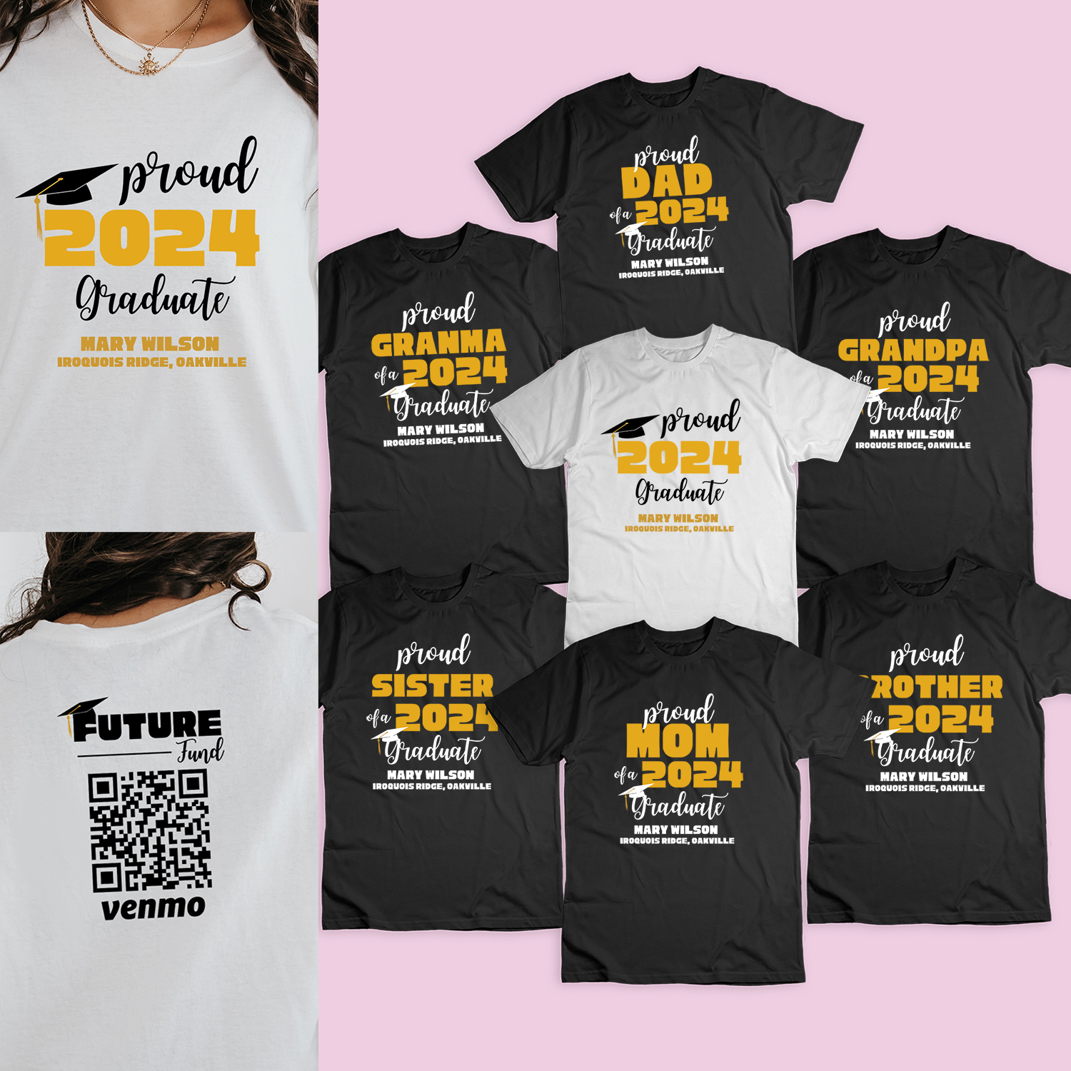 Personalized Class of 2024 Family Graduation Shirts, Custom Future Fund Venmo QR Code Shirts, Education Fund Shirt, Proud Family Tee Shirt