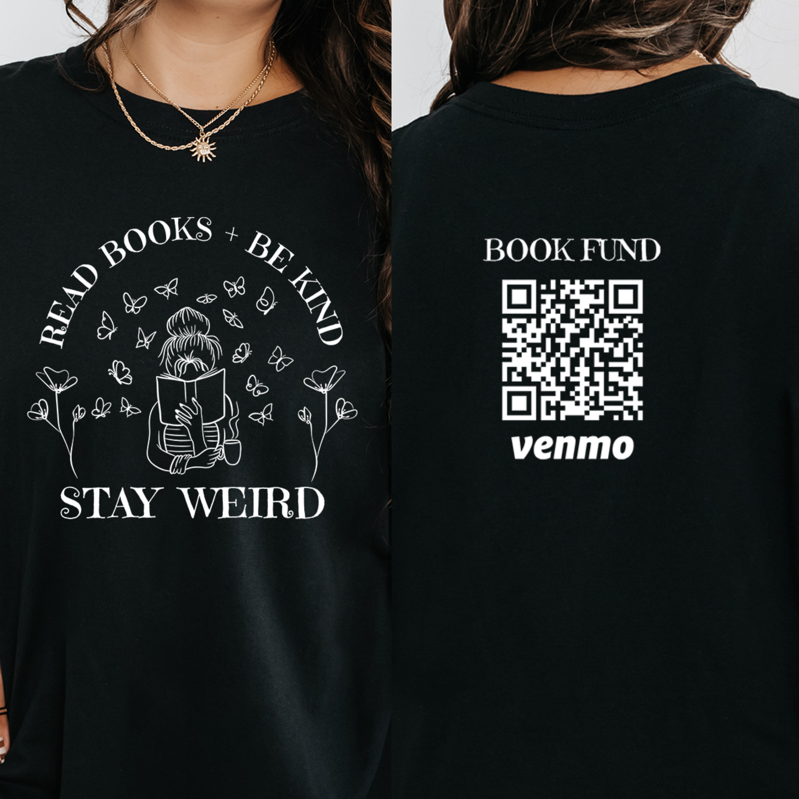 Personalized Read Books Be Kind Shirt, Custom Venmo Code Shirt, Birthday Gift For Book Lover, Book Lover Shirt, Librarian Library Shirt