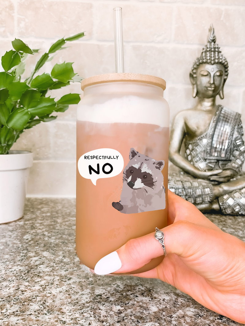 Raccoon Respectfully No Glass Mug Tumbler, Cute Raccoon Gift for Her, Birthday Gift for Bestie, Christmas Gifts, Sarcasm Mug, Sarcastic Gift