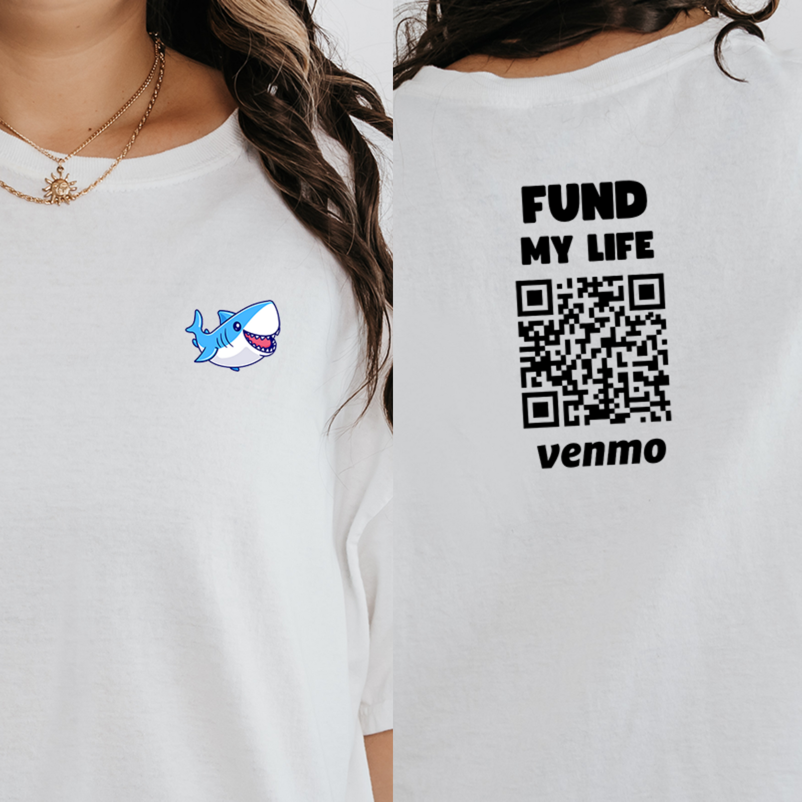 Custom Hello Sharks Shirt, Personalized Fund My Life Venmo Shirts, QR Code Shirt, Vacation Fund, Travel Fund, Funny Birthday Gift, Gag Gifts