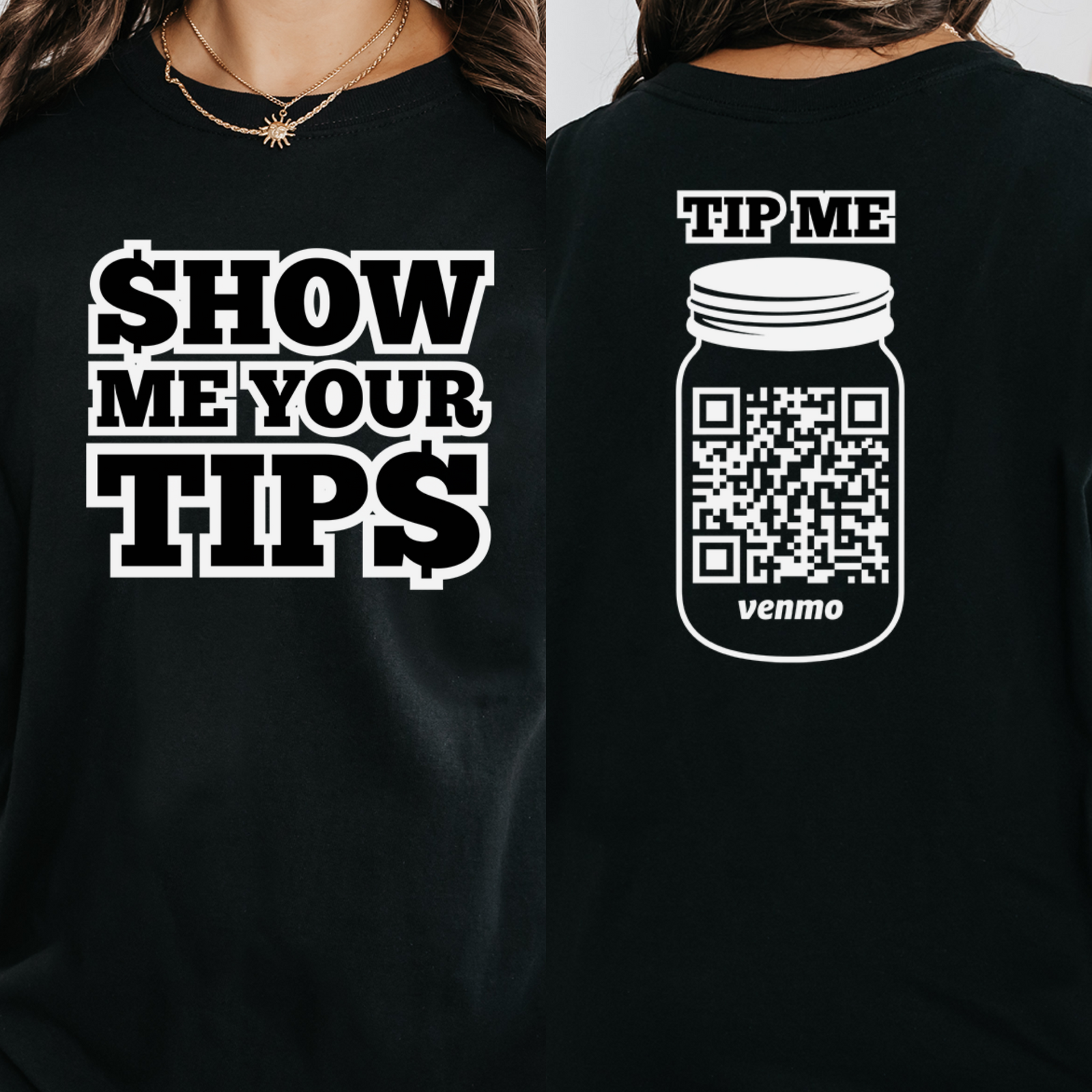 Personalized Show Me Your Tips Shirt, Funny Bar Shirts, Custom Venmo Shirt, Gift for Bartender, Waitress Shirts, Barmaid Barmen Tip Me Shirt
