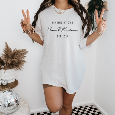 Personalized Small Business Owner Shirt, Minding My Own Small Business Custom Social Media QR Code Shirts, Entrepreneur Gift