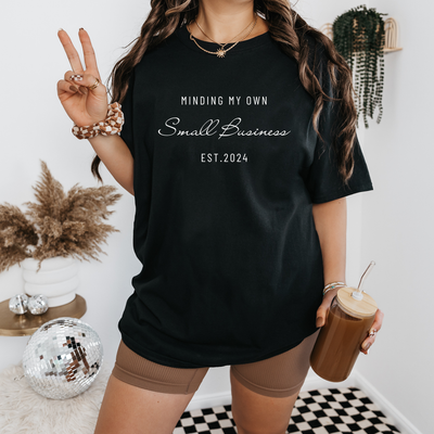 Personalized Small Business Owner Shirt, Minding My Own Small Business Custom Social Media QR Code Shirts, Entrepreneur Gift