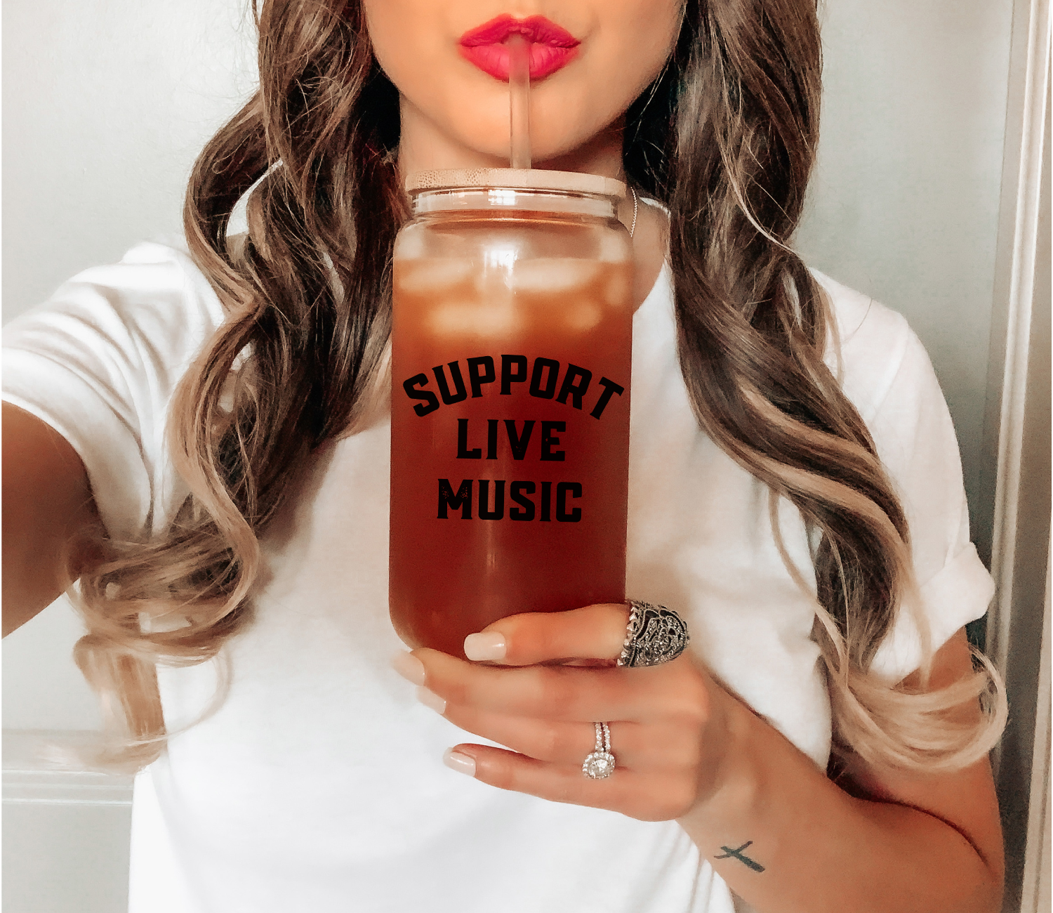 Support Live Music Glass Mug Tumbler, Music Lover Gifts, Gift for Musician, Music Gift For Musicians Artists Singers, Music Teacher Mugs