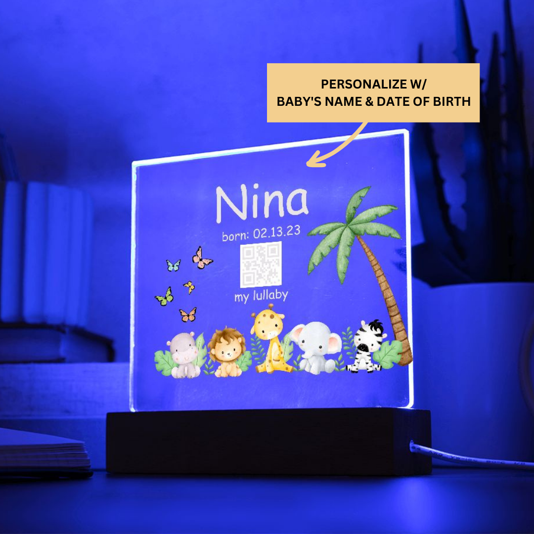 Personalized Lullaby Baby Night Light, Baby Gift Birth, Night Light Baby, Rainbow Night Lamp, Birth Gift