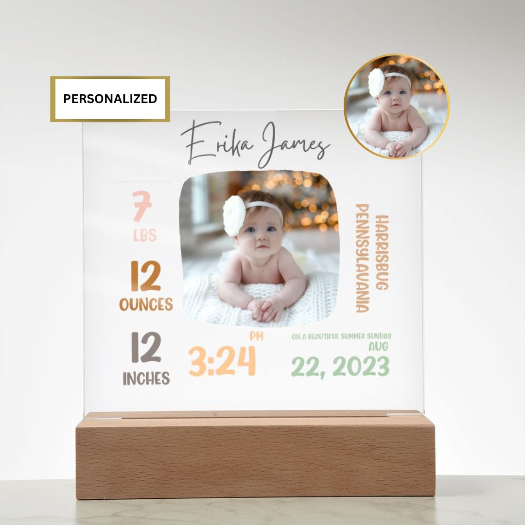 Birth Stats Sign, Newborn baby keepsake, Baby Newborn gift, Sign with Birth detailed, Birth Announcement, Baby girl, Baby boy