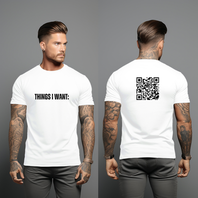 Funny Car T Shirt, Things I Want Scannable QR Code Message, Fathers Day Gift for Dad, Car Lover Shirt, Car Gut Tshirts
