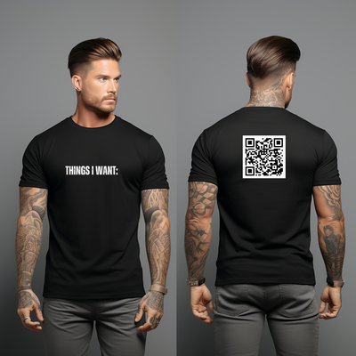 Funny Car T Shirt, Things I Want Scannable QR Code Message, Fathers Day Gift for Dad, Car Lover Shirt, Car Gut Tshirts