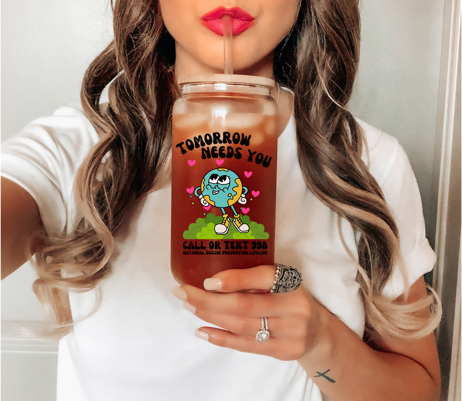 Tomorrow Needs You 988 Glass Mug, Suicide Awareness, Mental Health Mug, Be Kind To Your Mind, Depression Gift, Suicide Lifeline Anxiety Mug