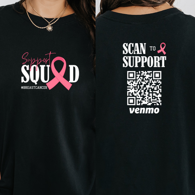 Personalized Breast Cancer Support Squad Warrior Group Shirt, Custom Venmo Code Support Fund Shirts, Cancer Fighter Motivational Shirts