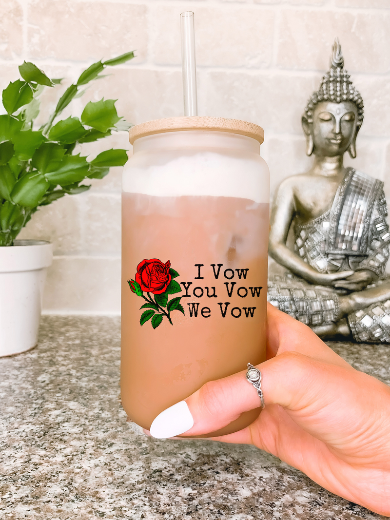 I Vow You Vow We Vow Smut Book Reader Glass Mug Tumbler, 16 oz Travel Mug for Women, Book Lover Birthday Gifts