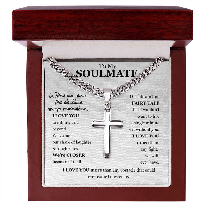 Personalized To My Soulmate Cross Necklace, Anniversary Gift, Boyfriend Gift, Soulmate Gift, Promise Necklace