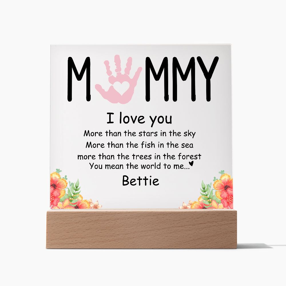 Personalized Mothers Day Handprint Art, Gift Stand, Mommy Sentimental Poem Message From Kids, Children Toddler baby