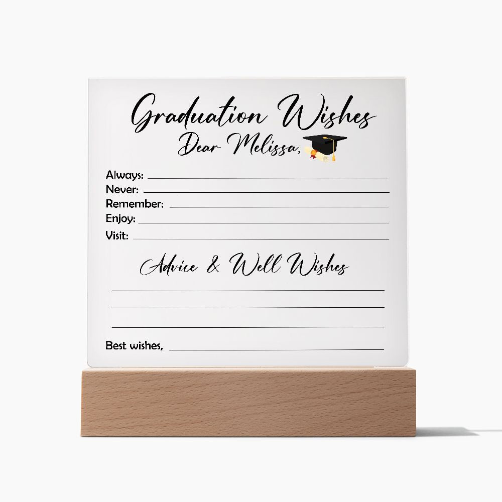 Personalized Graduation Wishes Stand, Graduation Advice for Granddaughter, Daughter, Niece, Sister, Personalized Graduation gift