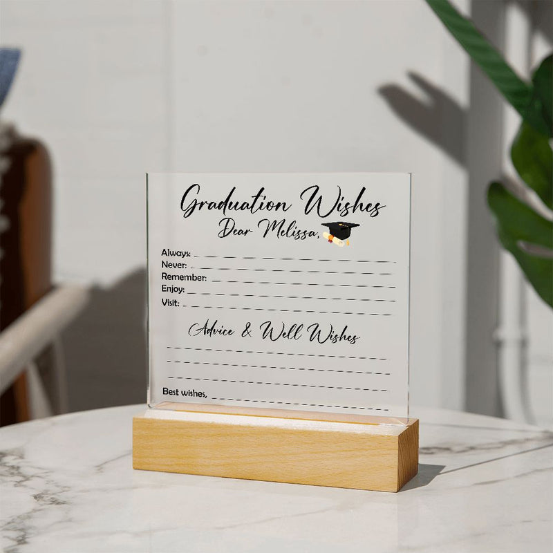 Personalized Graduation Wishes Stand, Graduation Advice for Granddaughter, Daughter, Niece, Sister, Personalized Graduation gift
