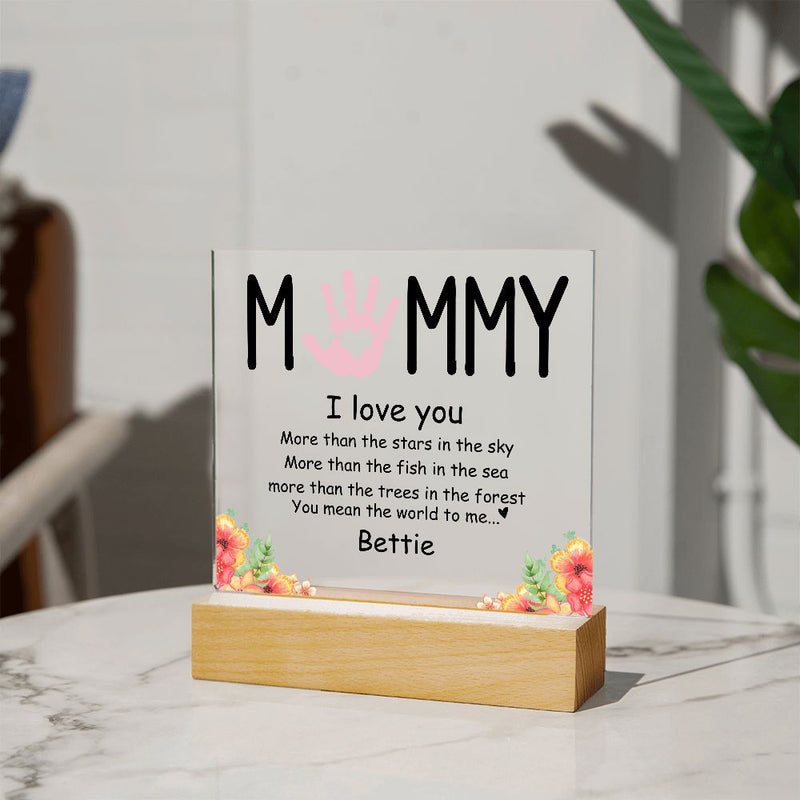 Personalized Mothers Day Handprint Art, Gift Stand, Mommy Sentimental Poem Message From Kids, Children Toddler baby