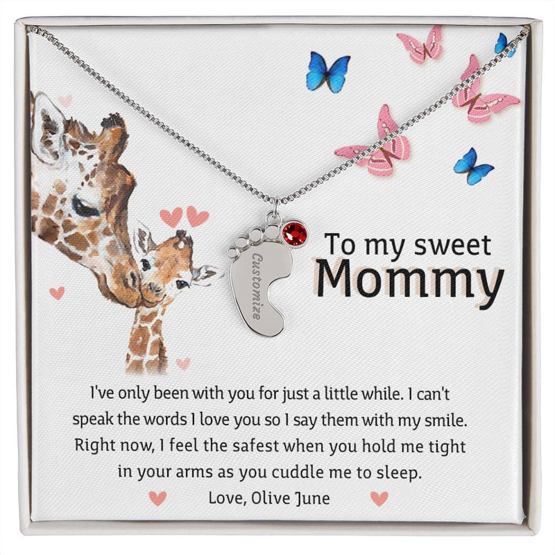 Birthstone New Born Baby Necklace | New Mom Gift from Baby | Dear Mommy Poem from Baby Day Gift | Personalized First Time Mother
