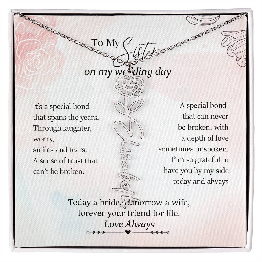 to my sister on my wedding day