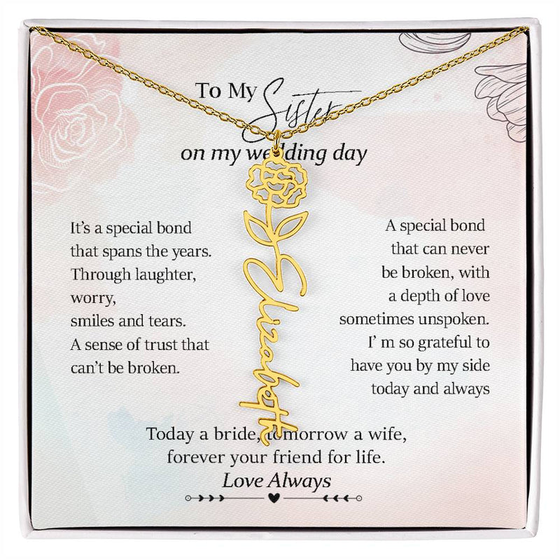 to my sister on my wedding day