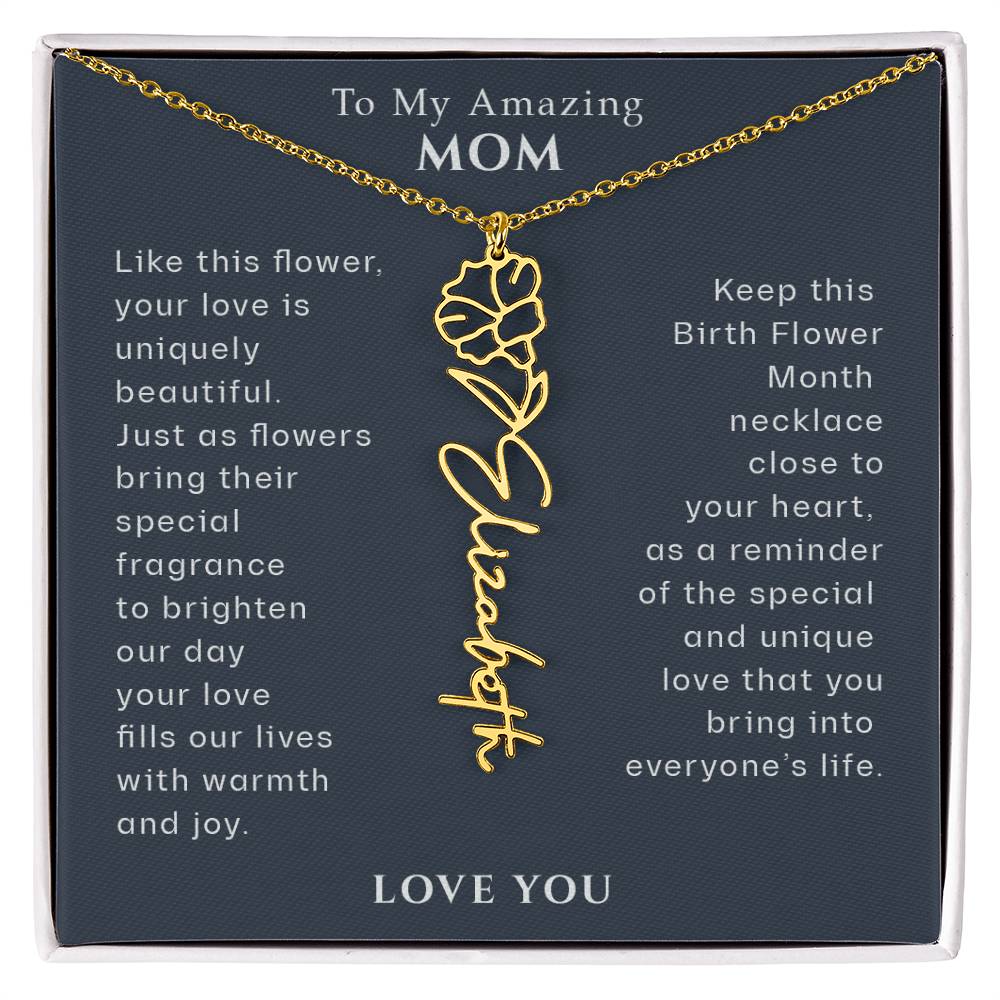 To My Amazing Mom Birthflower Month Name Necklace, Personalized Gift for Mom, Mother's Day Birthday Christmas Gifts from Son or Daughter